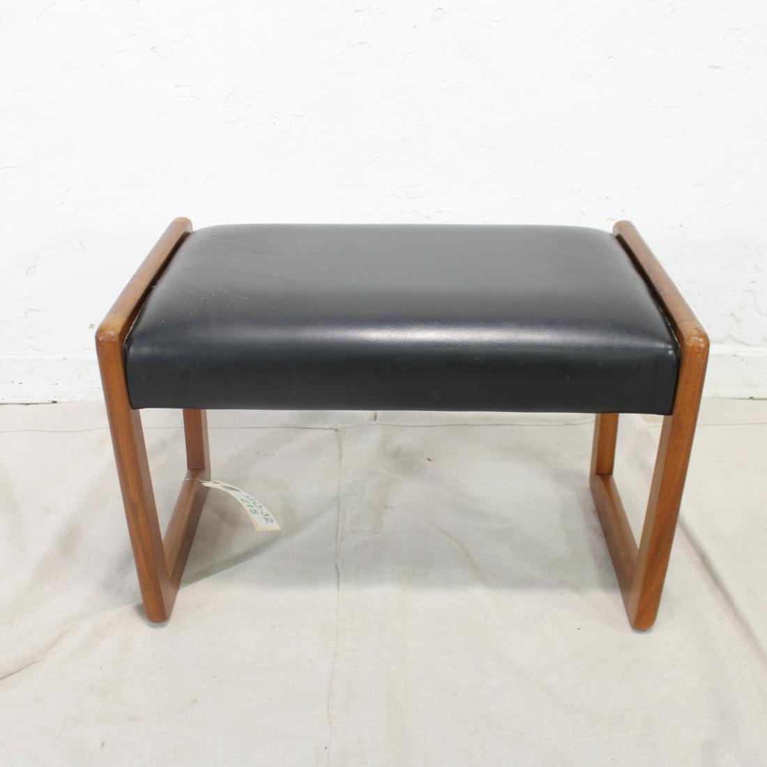 Mid Century Modern Teak Stool / Ottoman with Black (1 of 3)