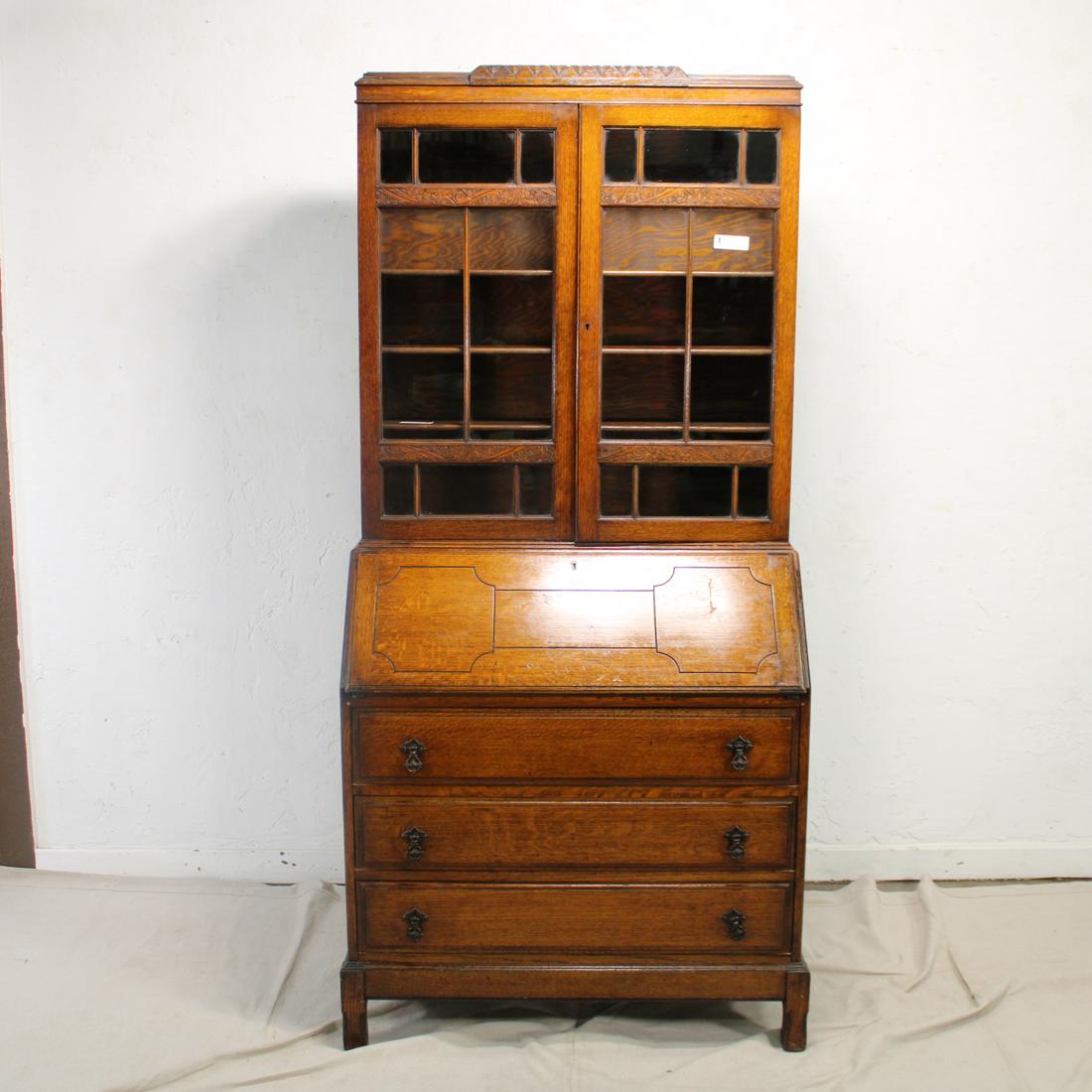 Oak Secretary Bureau Bookcase # 2 (1 of 7)