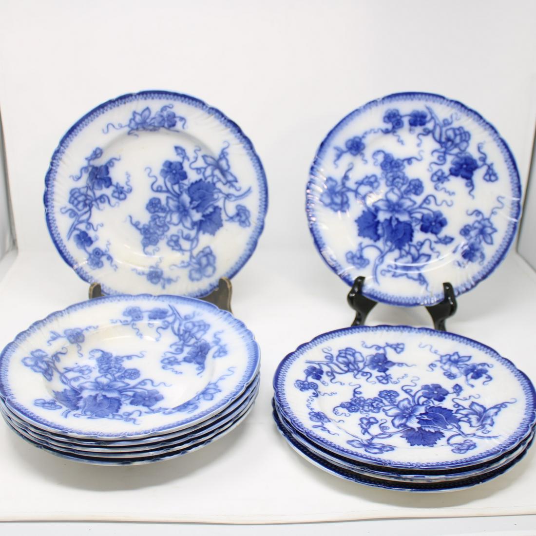 Collection of 11 European Flo Blue - 5 Plates, 6 Bowls (1 of 3)