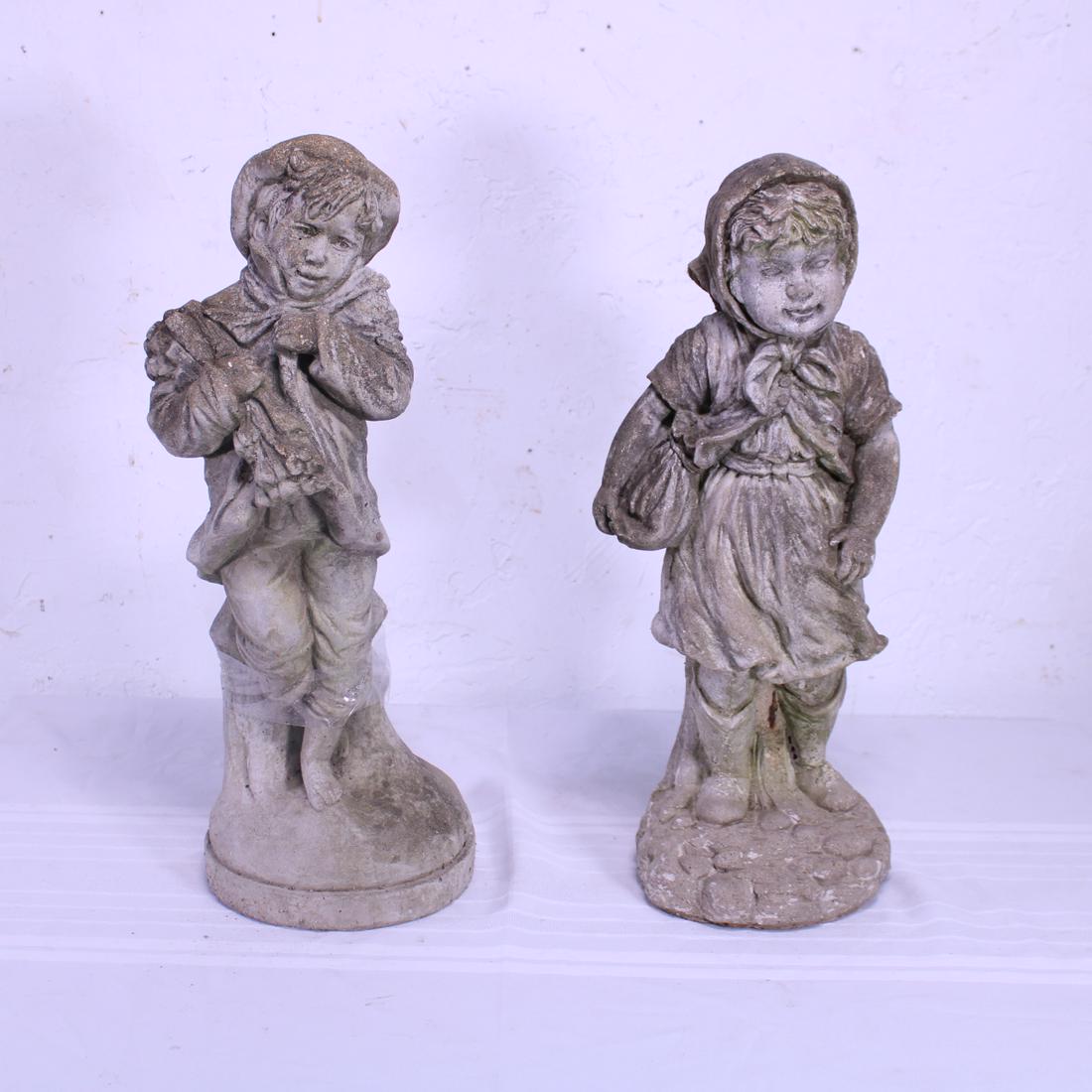 Pair of Stone Figures Depicting a Girl &  a Boy (1 of 6)