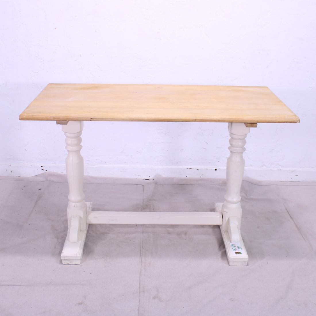 British Rectangular Pub Table with White Base & Natural (1 of 5)