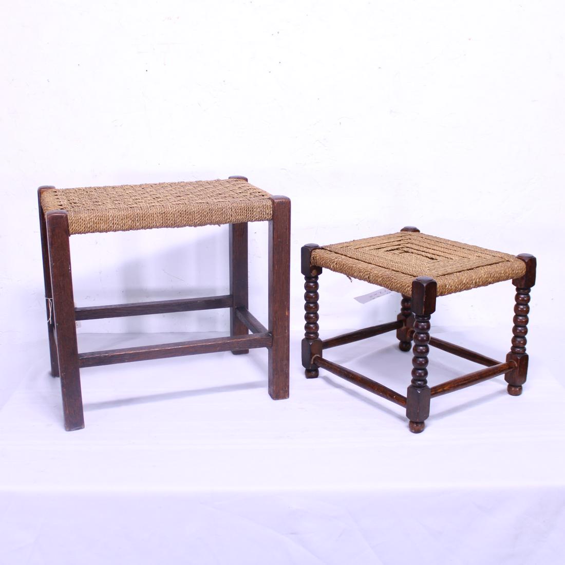 Two Rattan Woven Top Stools (1 of 4)