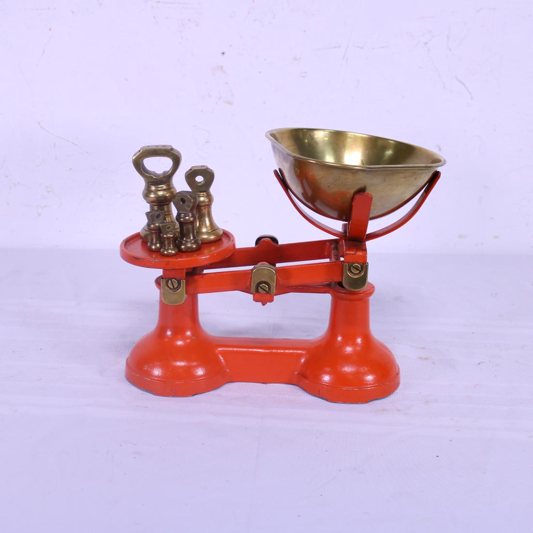 Small White British Balance  Scale with Bell Weights (1 of 3)