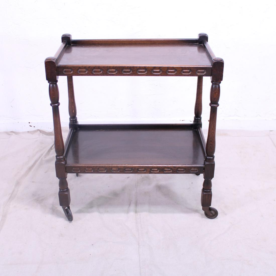 Two Tier British Oak Trolley With Turned Legs (1 of 4)