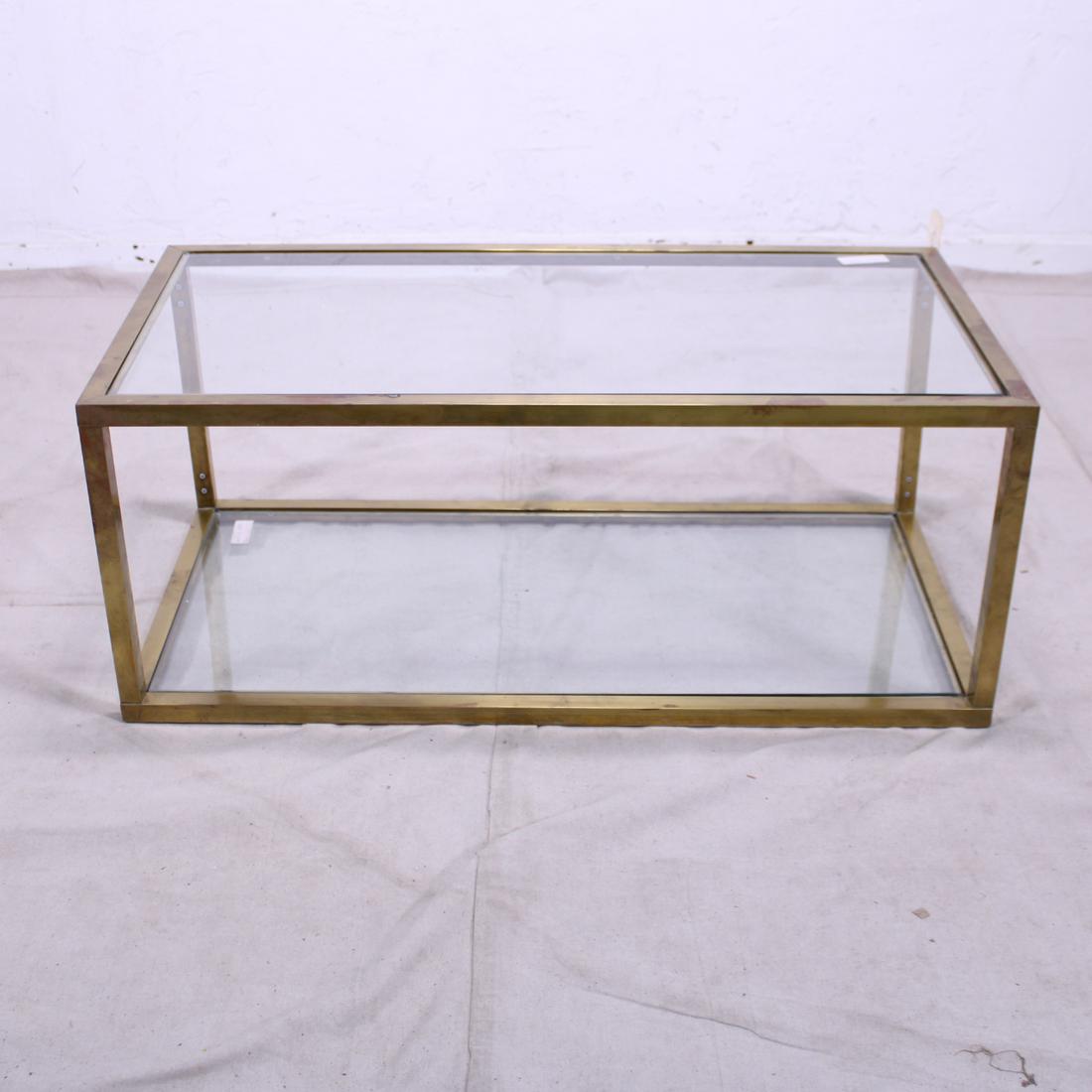 Rectangular Brass & Glass Coffee Table Regency Style (1 of 5)