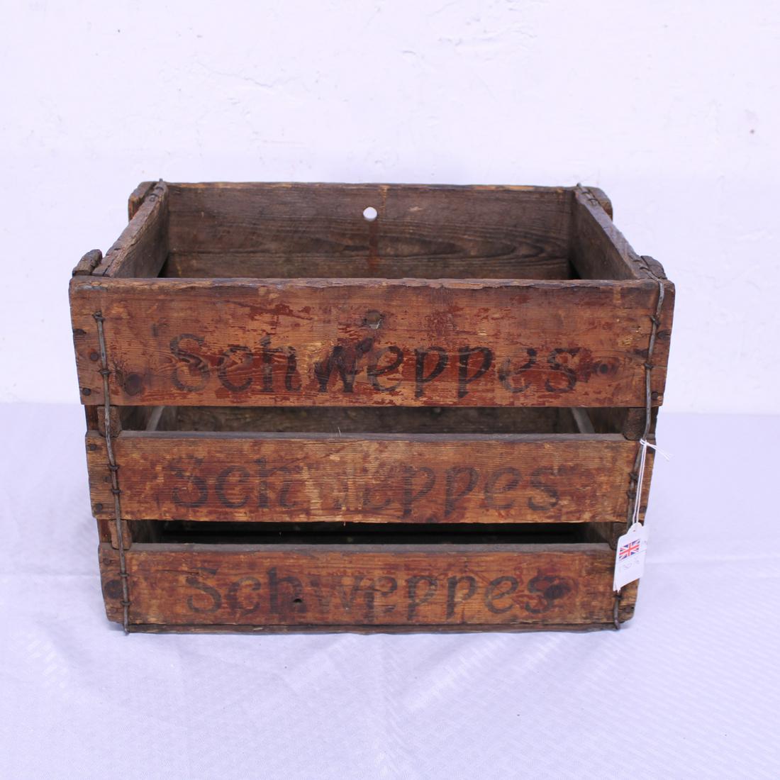 "Schweppes" Bottle Crate: "Schweppes" Bottle Crate - 12 tall x 17 x 11
