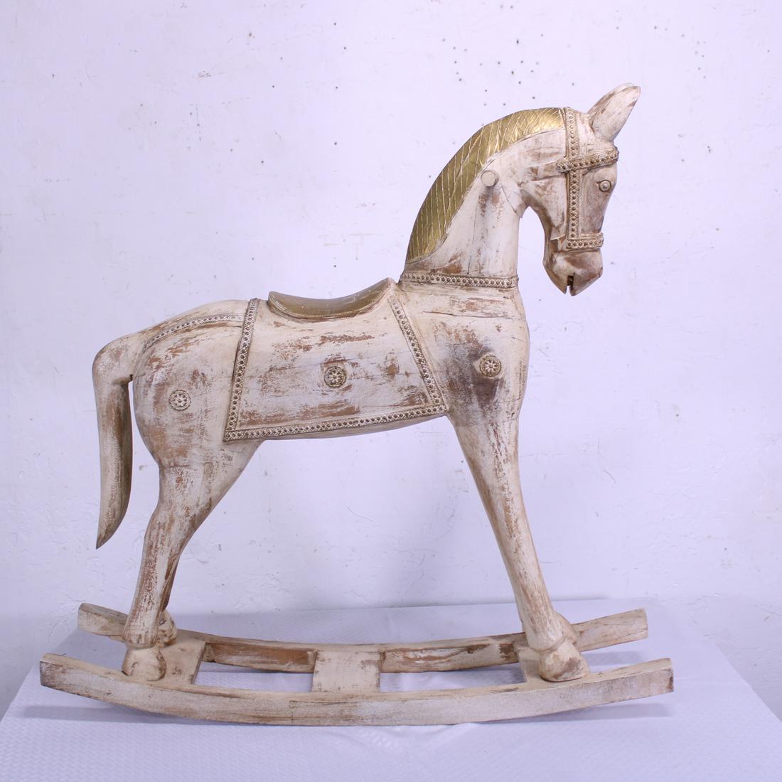White Painted Gold Gilt Rocking Horse (1 of 5)