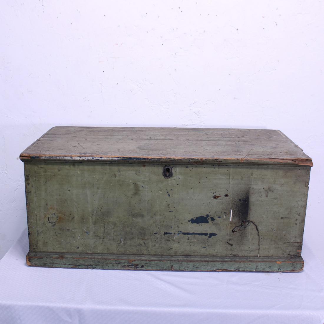 Green Painted Wooden Trunk (1 of 5)