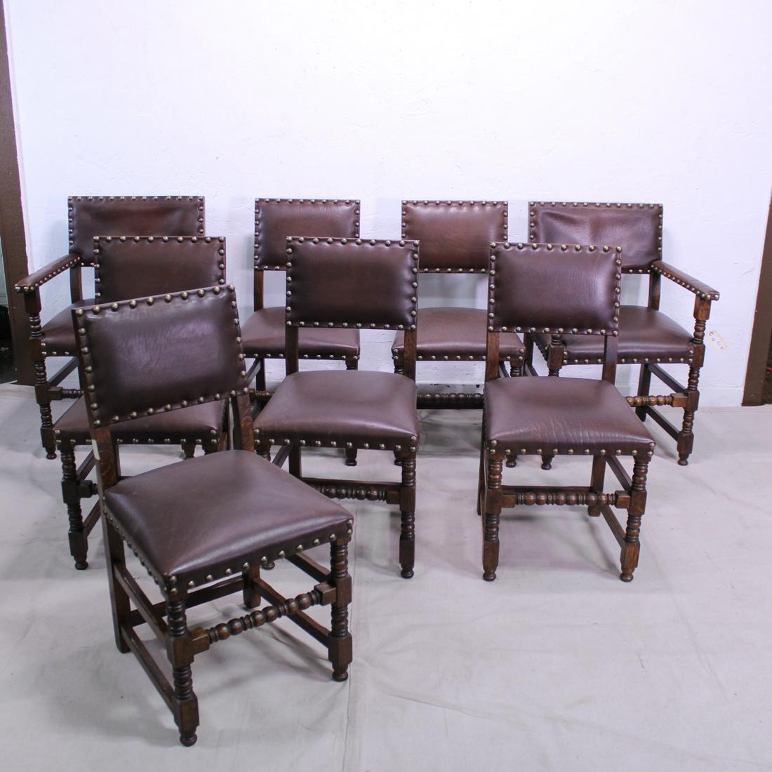 8 Henri II Style French Dining Chairs in Leather (1 of 7)