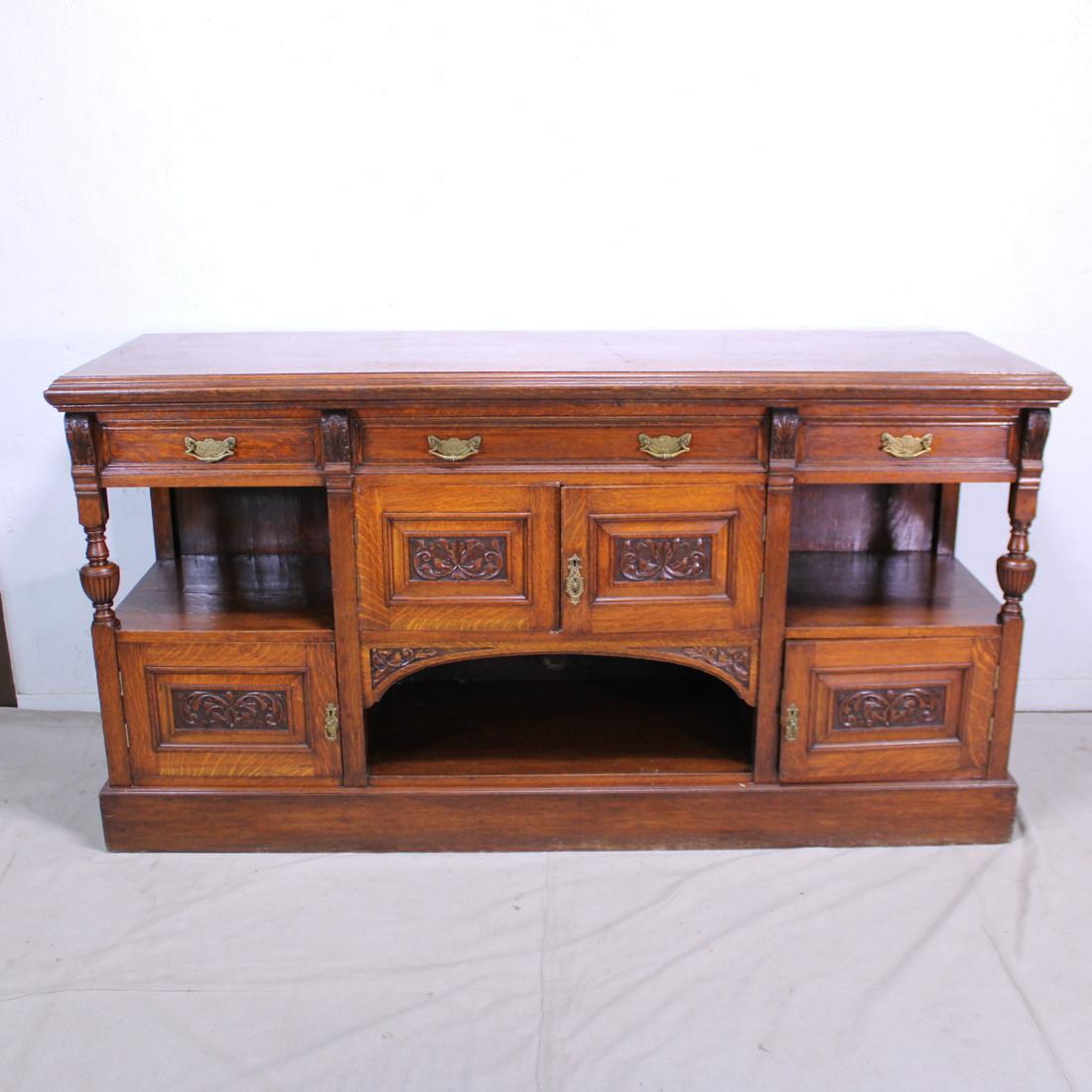 Art Nouveau Carved Oak Sideboard From England (1 of 6)