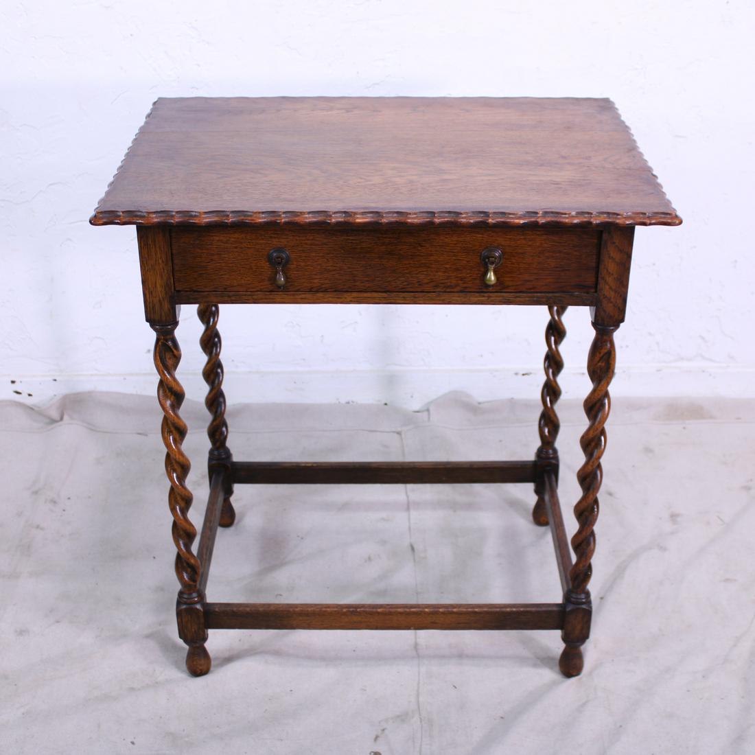 Oak  Barley Twist Occasional Table With Drawer (1 of 4)