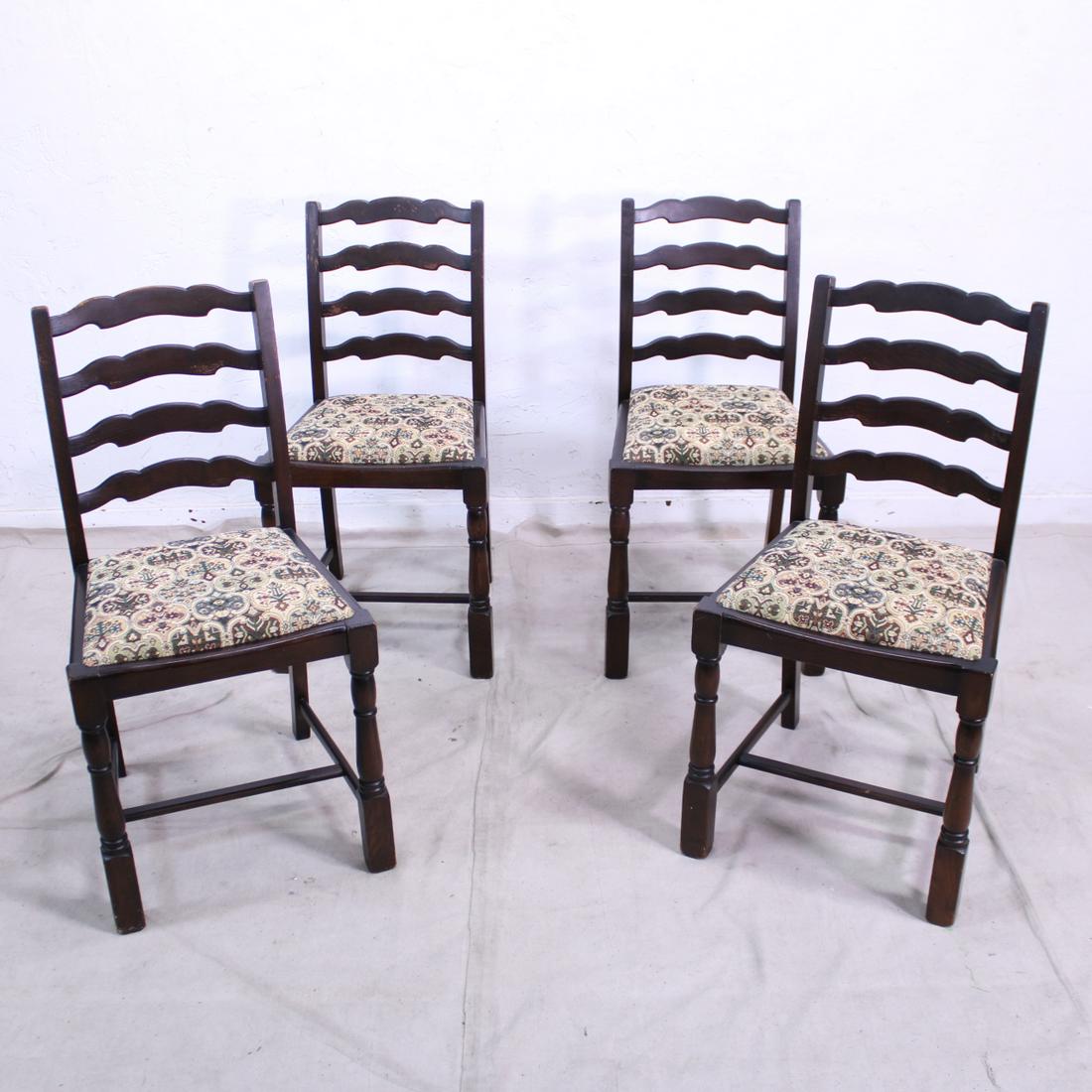 Four British Oak Ladder Back Chairs (1 of 6)