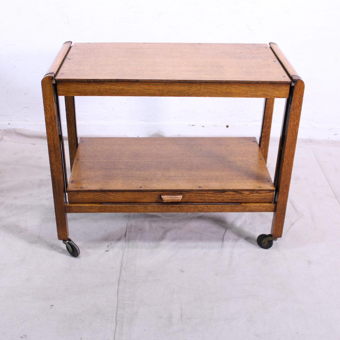 Oak Two Tier Cantilever Trolley: Oak Two Tier Cantilever Trolley - 26 tall x 31 x 16