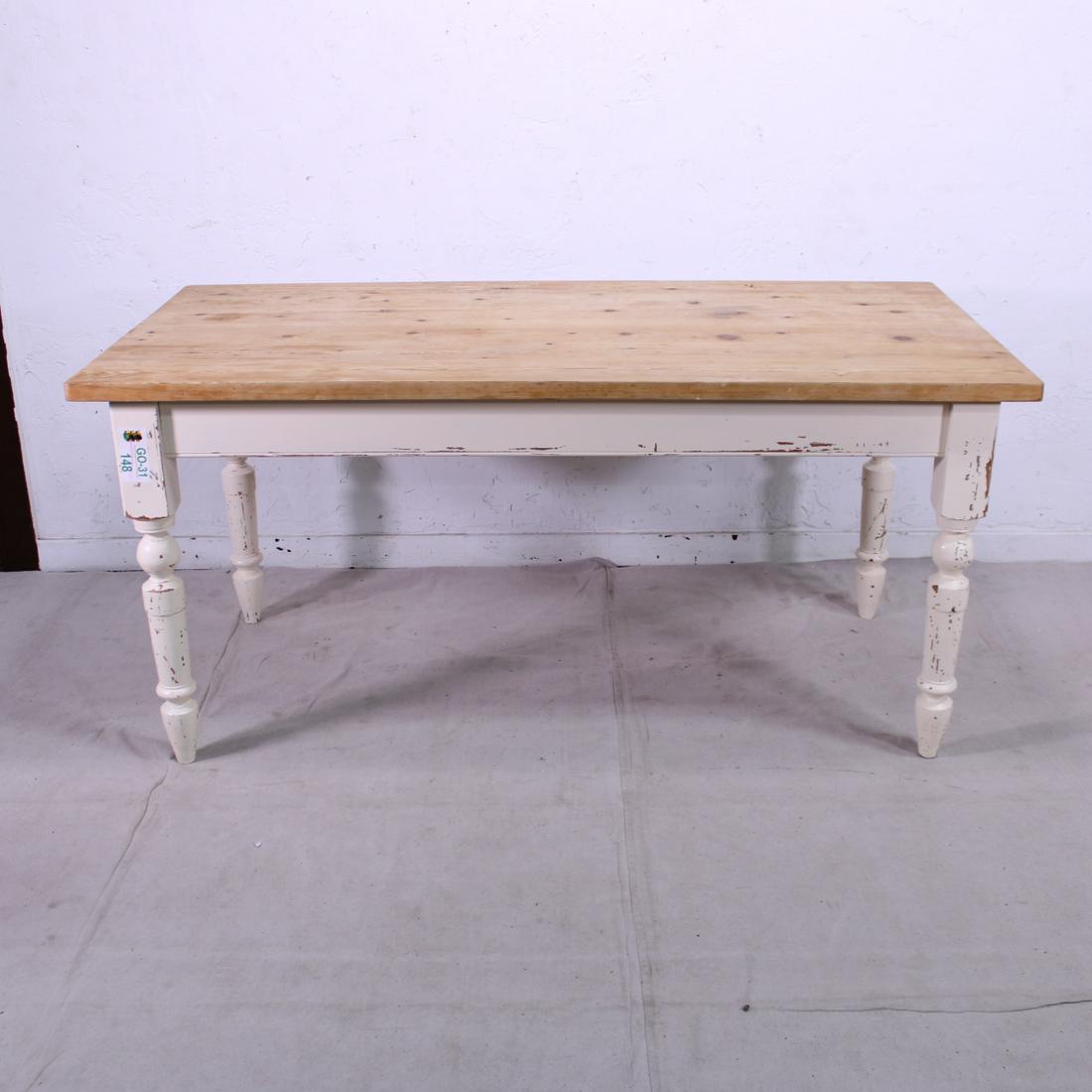 Pine Farm Table with White Painted Base (1 of 4)