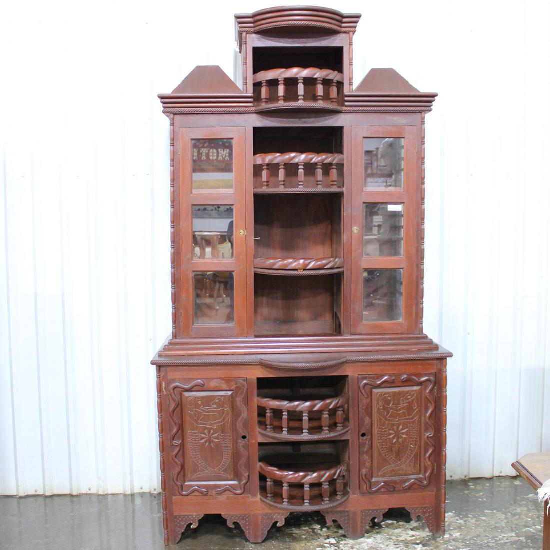 Elaborate Carved British Colonial Double Buffett (1 of 8)