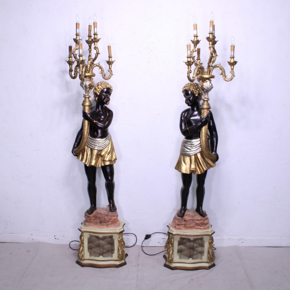 Pair of Blackamoor Six Light Torchieres (1 of 10)