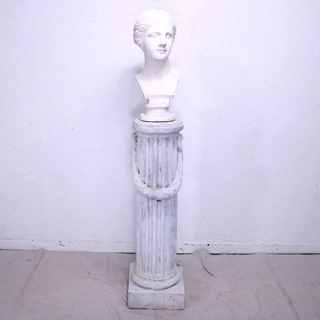 19th C. Marble Bust on Concrete Pedestal (1 of 7)