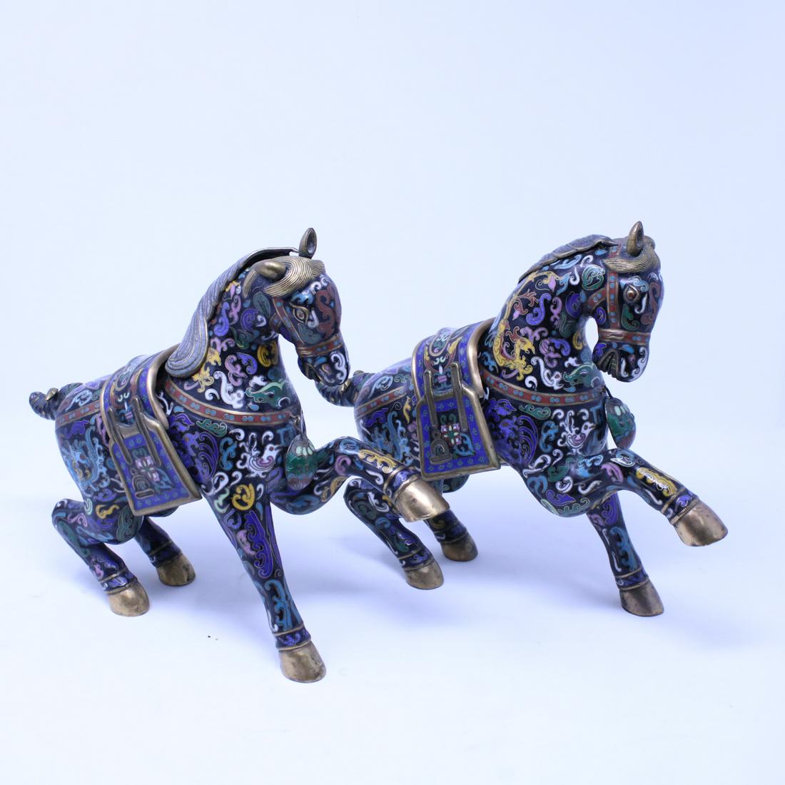 Pair of Chinese Tang Style Cloisonne Horses (1 of 6)