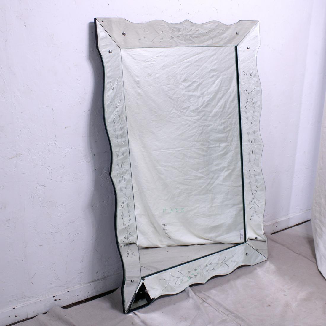 Large Rectangular Mirror in a Scalloped Mirrored Frame (1 of 5)