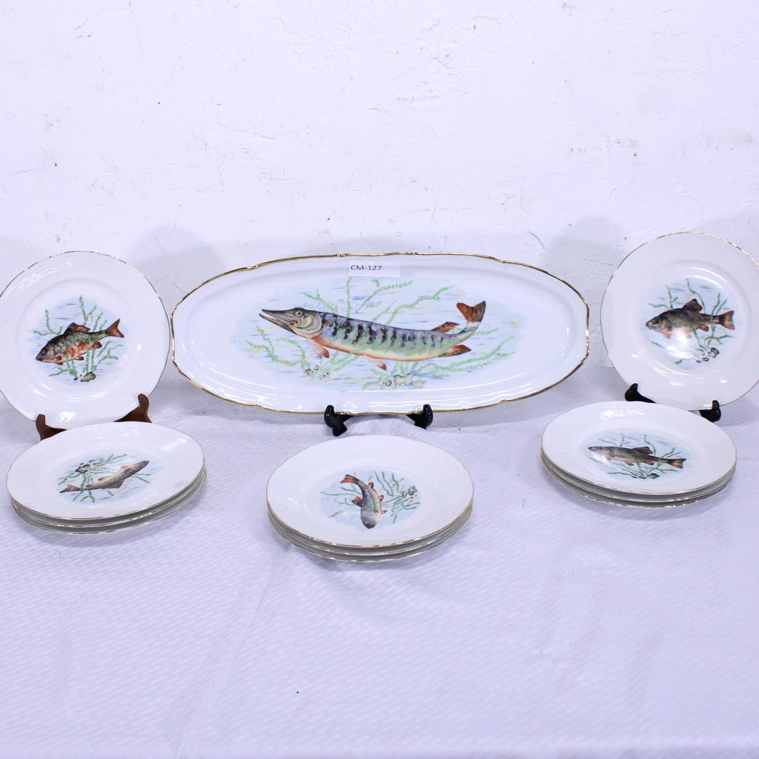 Collection of French Fish Plates - Platter & 11 Plates (1 of 4)