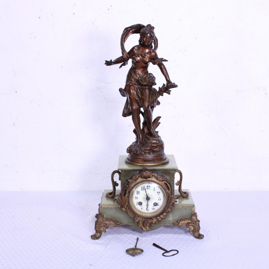 French Bronze  Figural Marble Cased Clock (1 of 6)