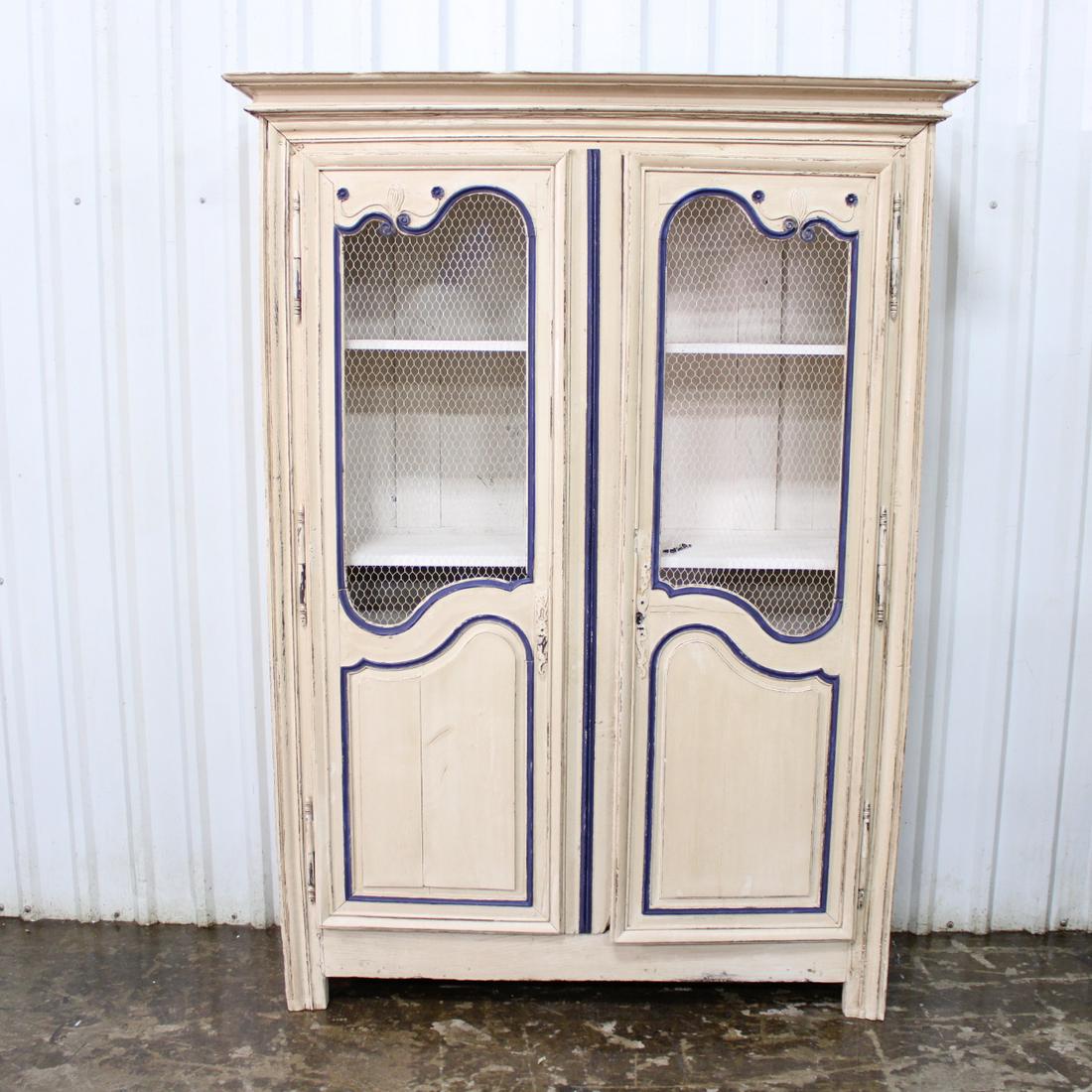 Louis XIV French Painted Bookcase - Wire Door Panels in (1 of 8)