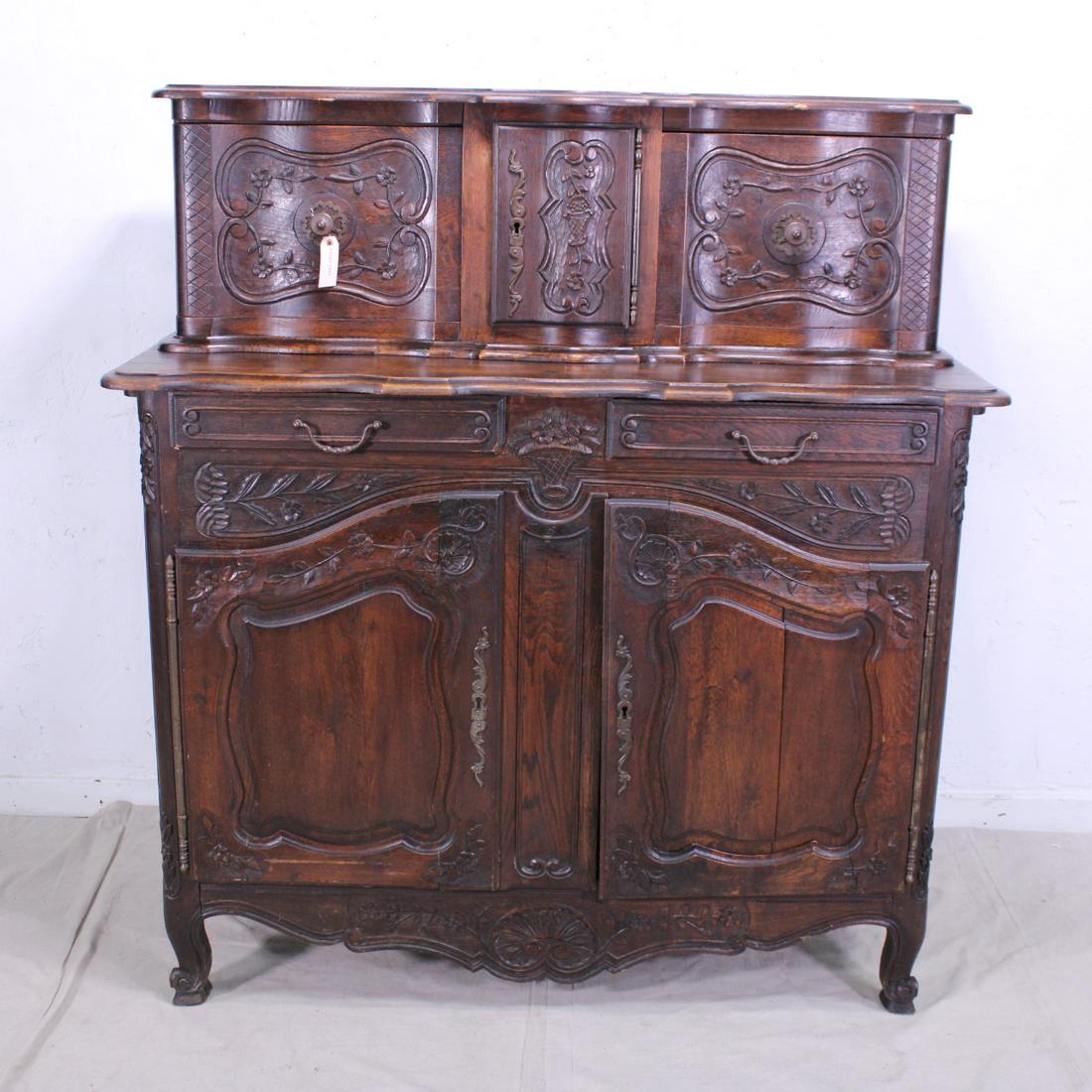 Louis XV French Server with Sliding Doors on Top in Oak (1 of 7)