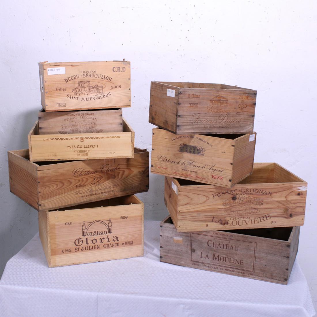 Collection of Nine French Wine Boxes: Collection of Nine French Wine Boxes