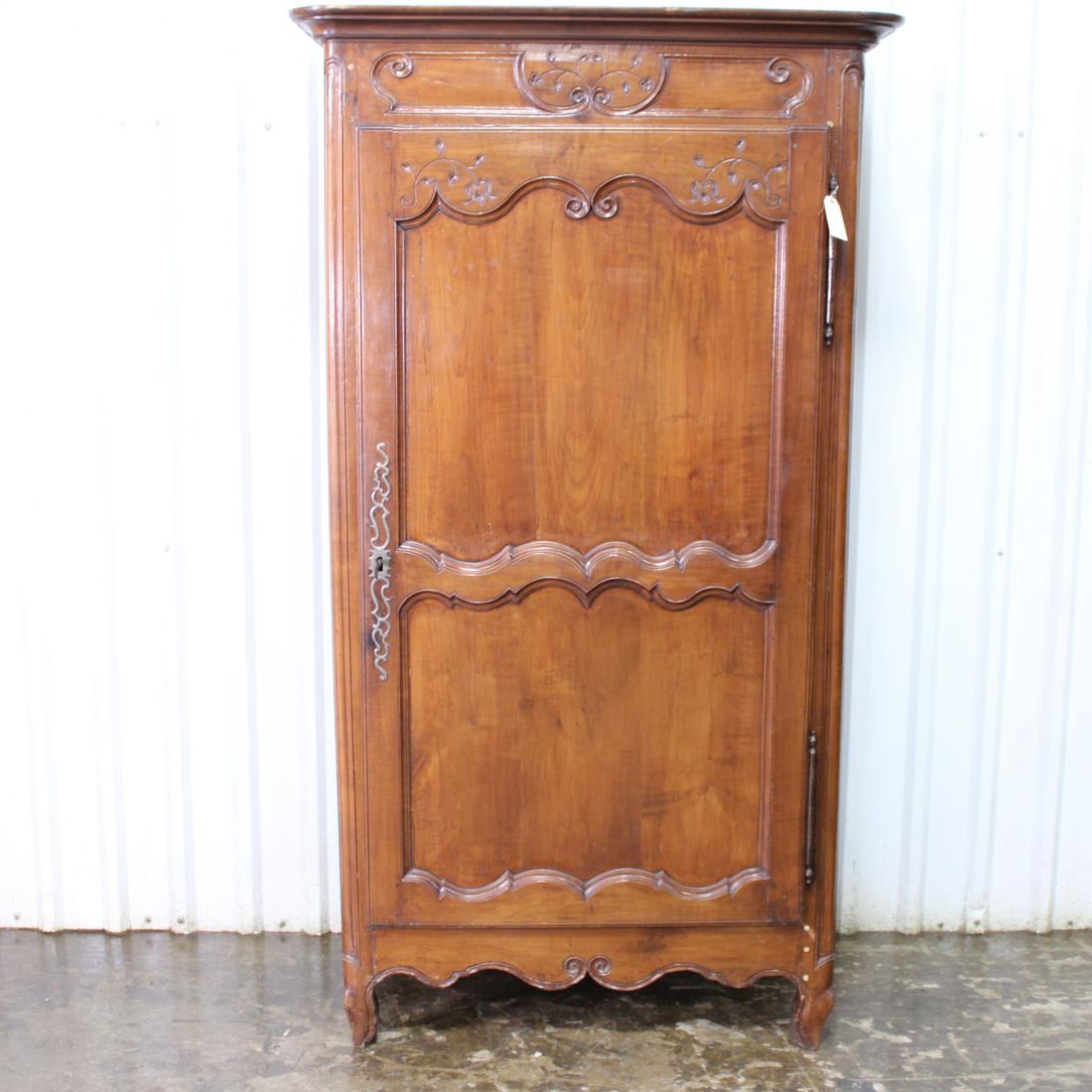 Louis XV French Single Door Wardrobe in Cherry (1 of 6)