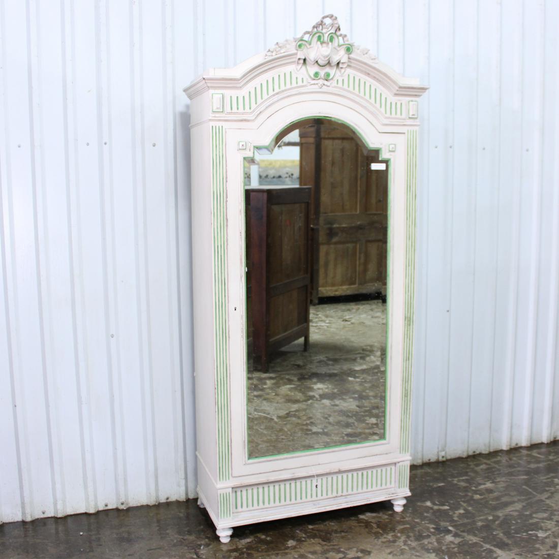 Louis XVI Painted Single Door Mirrored Wardrobe in (1 of 5)