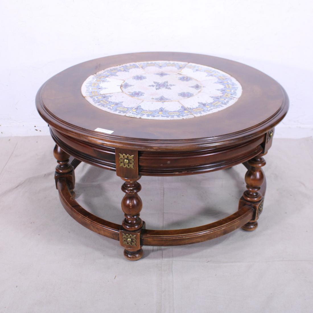 Walnut Spanish Tapas Table with Tiled Center - with tag (1 of 7)