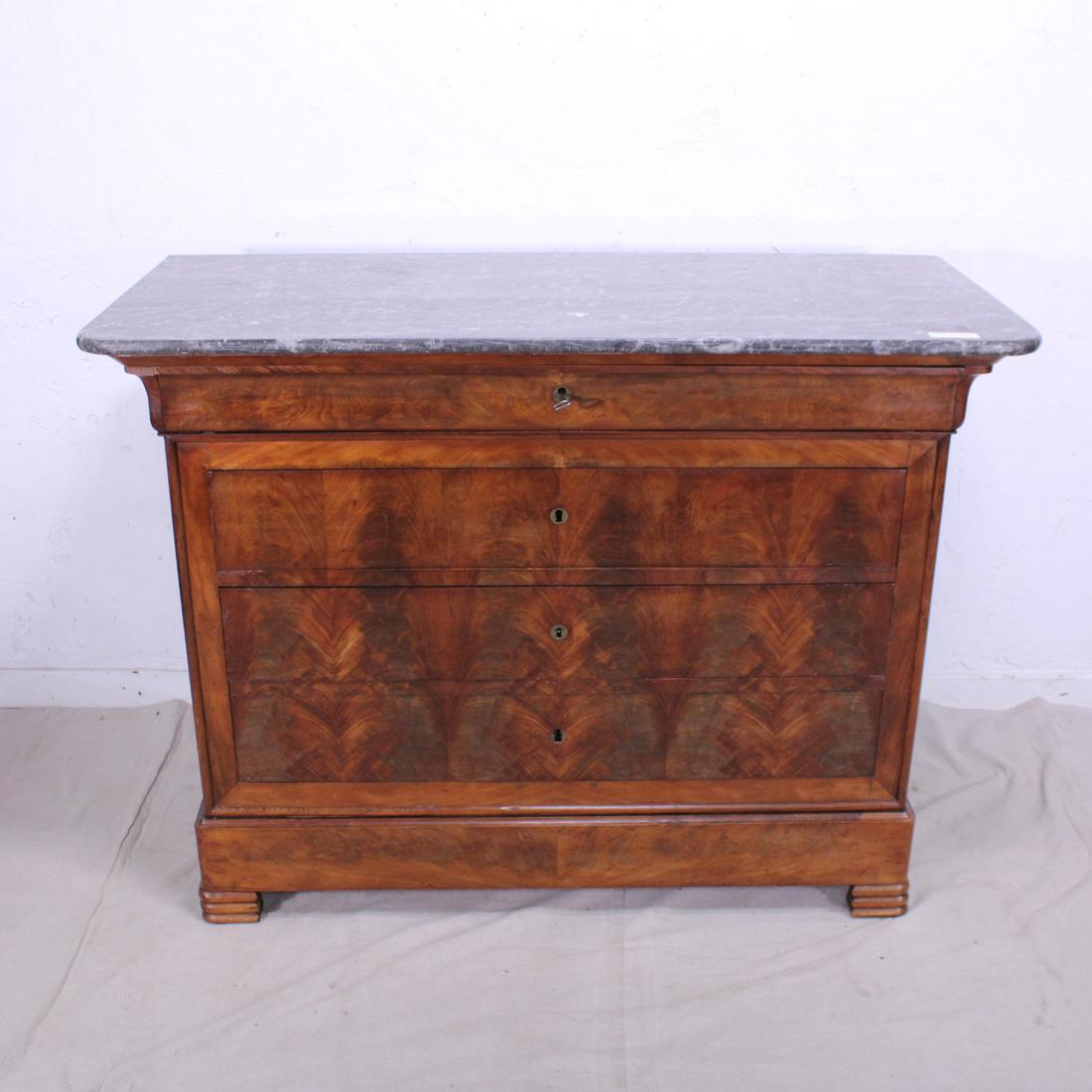 French Marble Top Louis Philippe Chest in Mahogany (1 of 7)