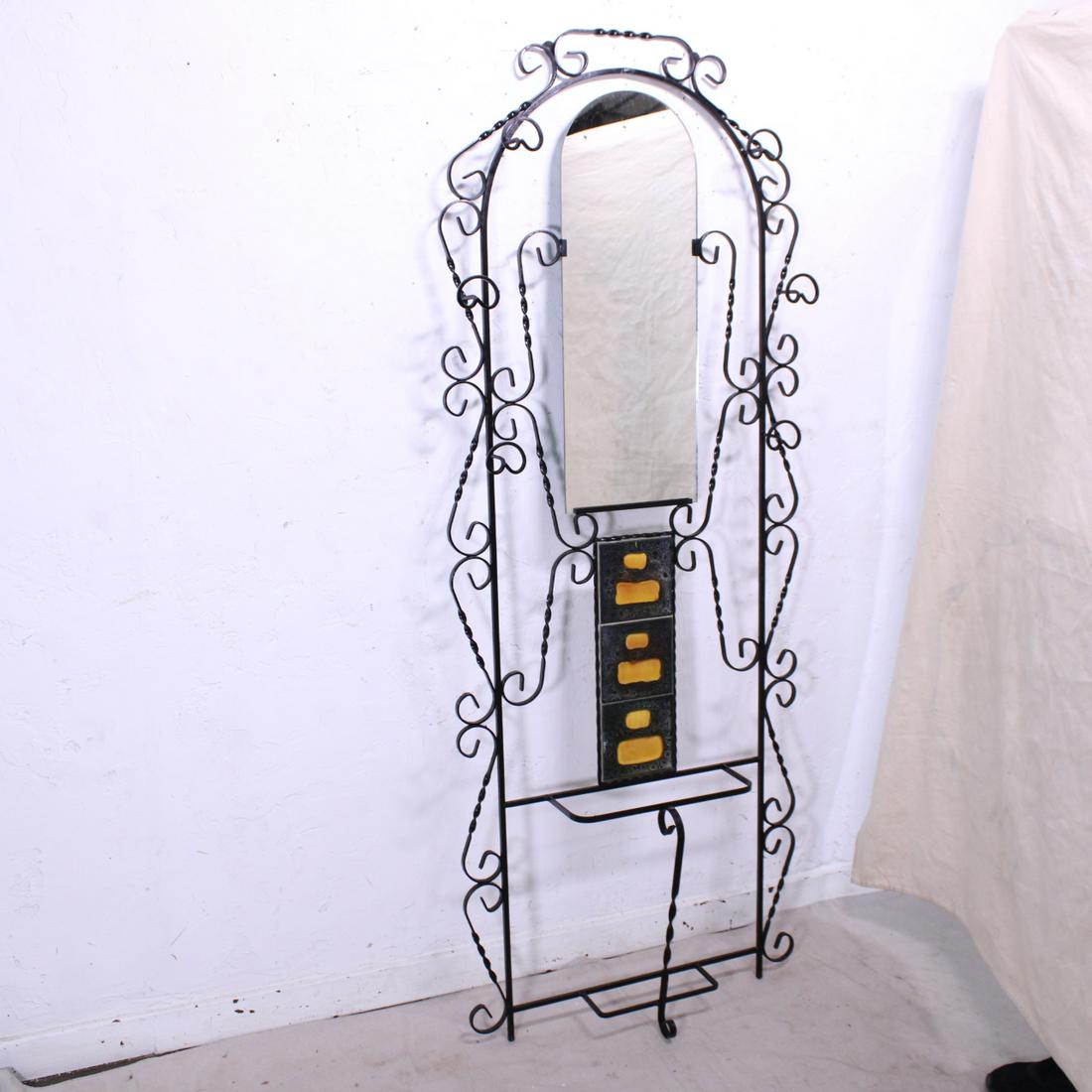 Wrought Iron Hall Tree with Tiles (1 of 4)