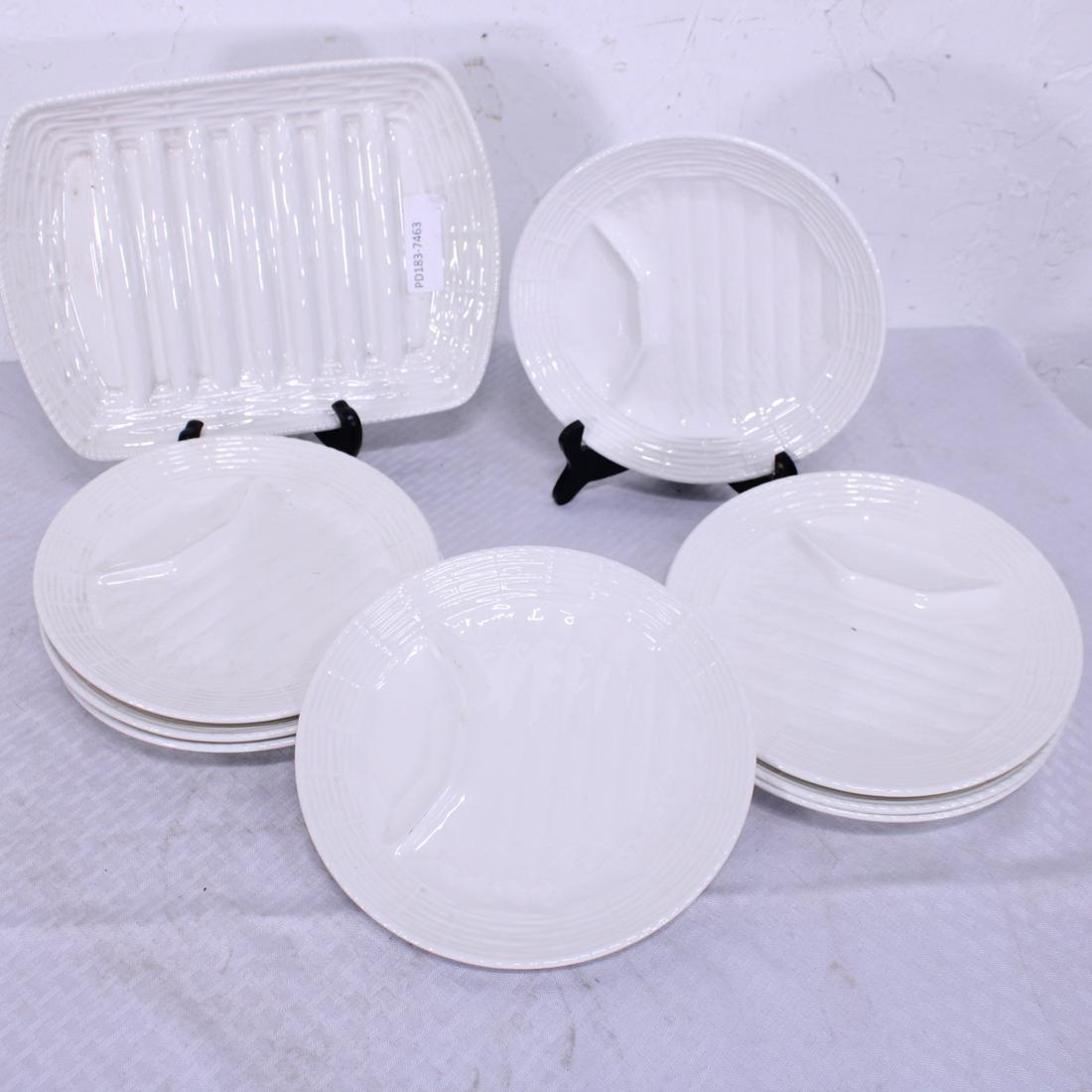 French White Porcelain Asparagus Set - 9 Pieces (1 of 4)