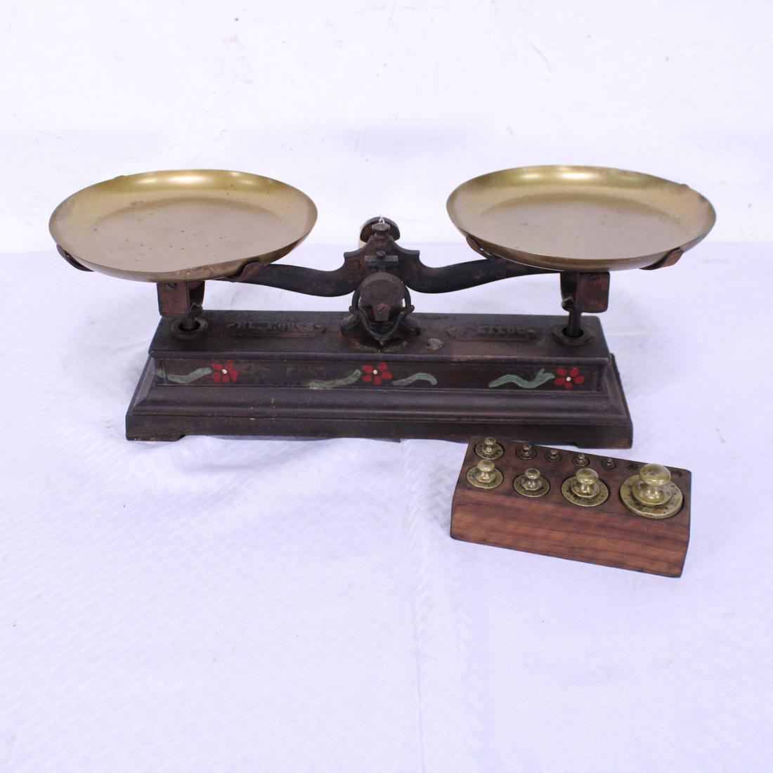 French Balance Scale - Floral Decor +  Weights in (1 of 3)