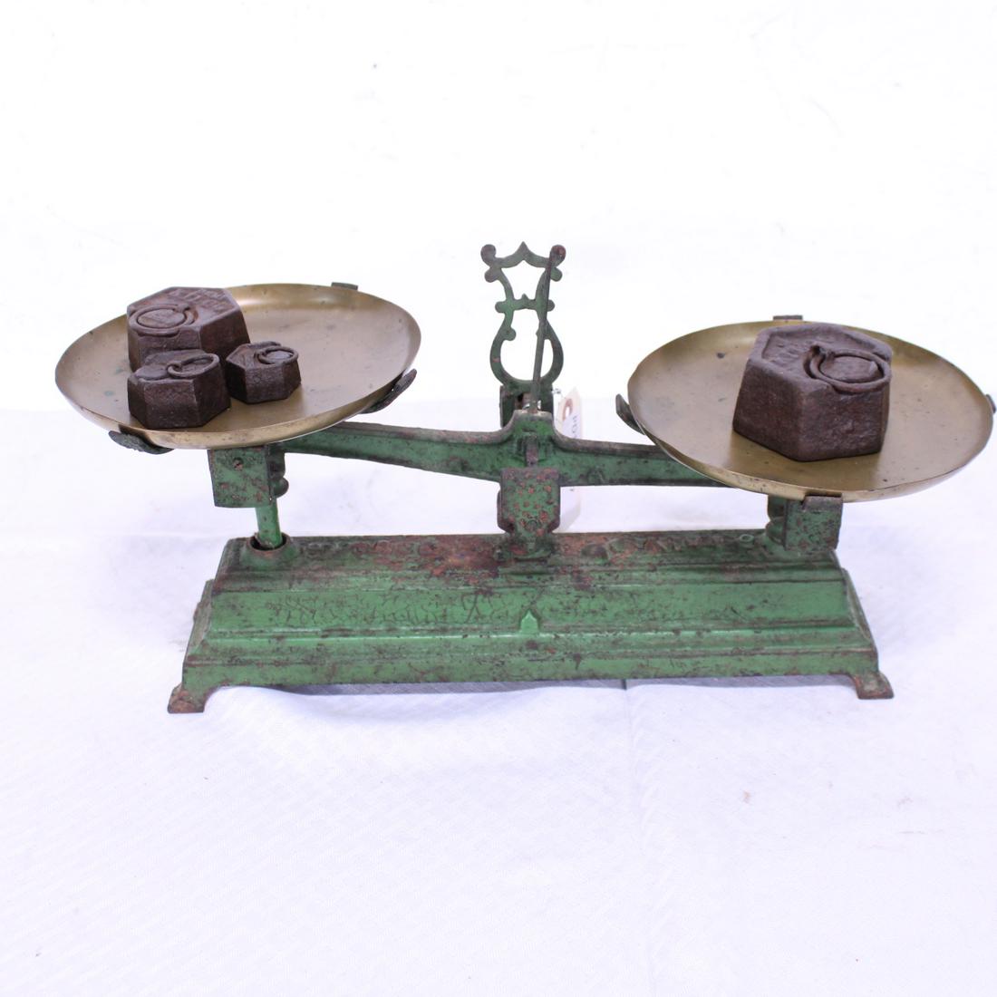 French Balance Scale - Green Painted Base (1 of 3)