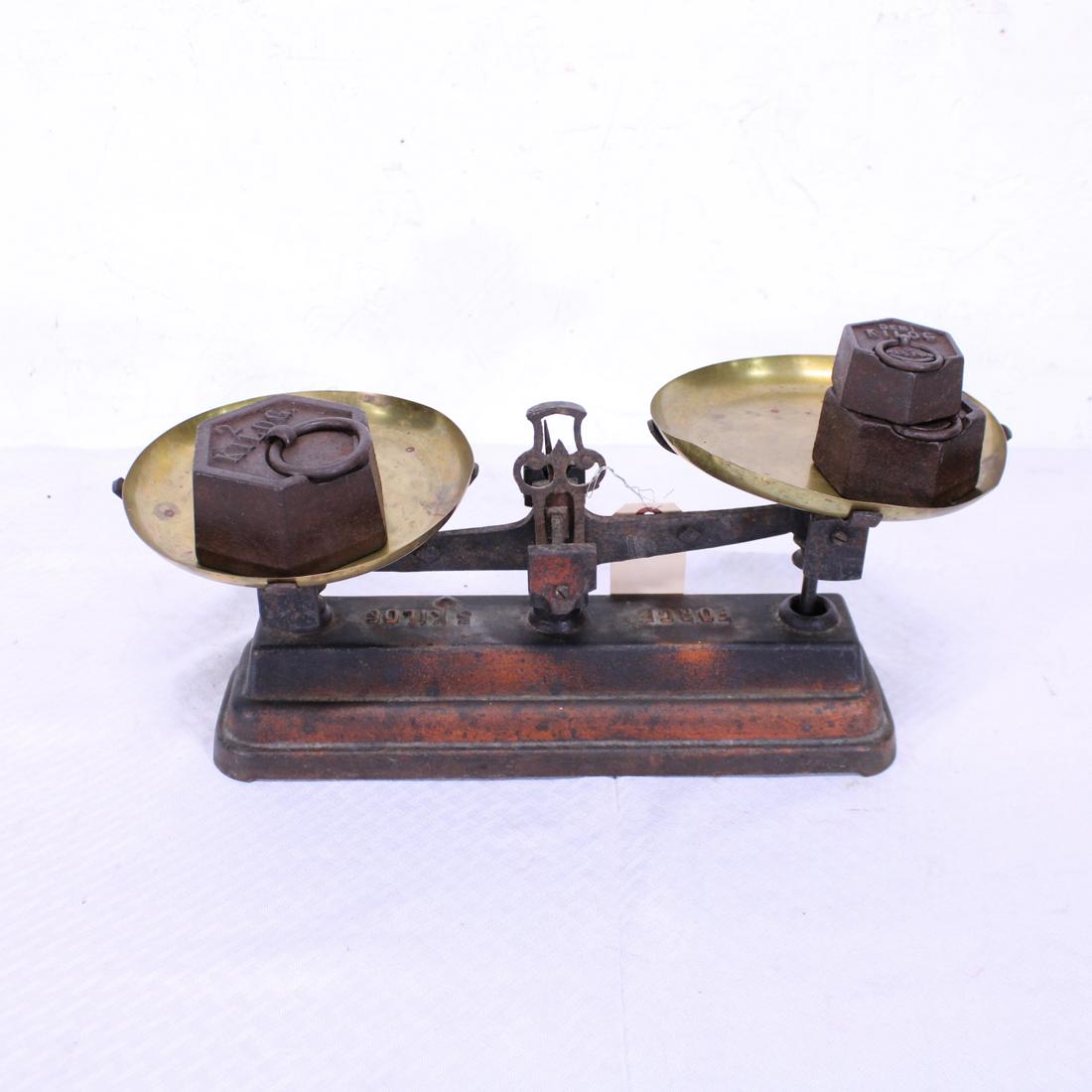 French Balance Scale - Worn Red Painted Base (1 of 3)