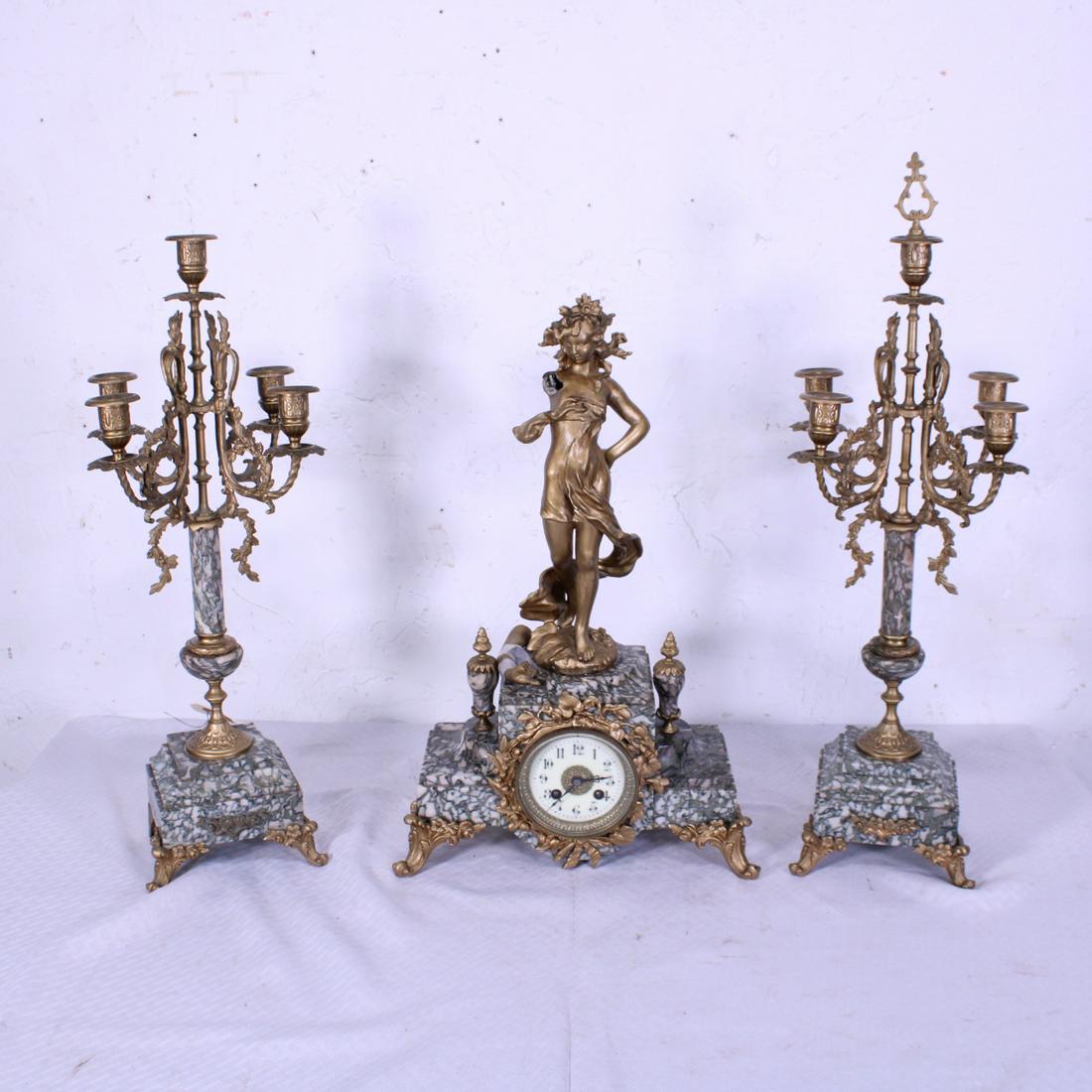 Napoleon III French  Clock Set on Marble Base (1 of 7)