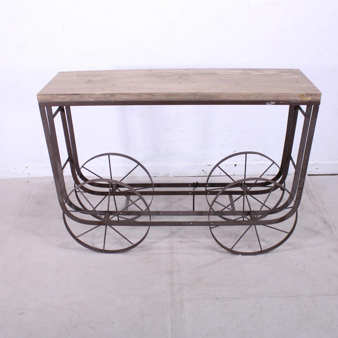 Industrial Style Console Table with Reclaimed Wood Top (1 of 4)