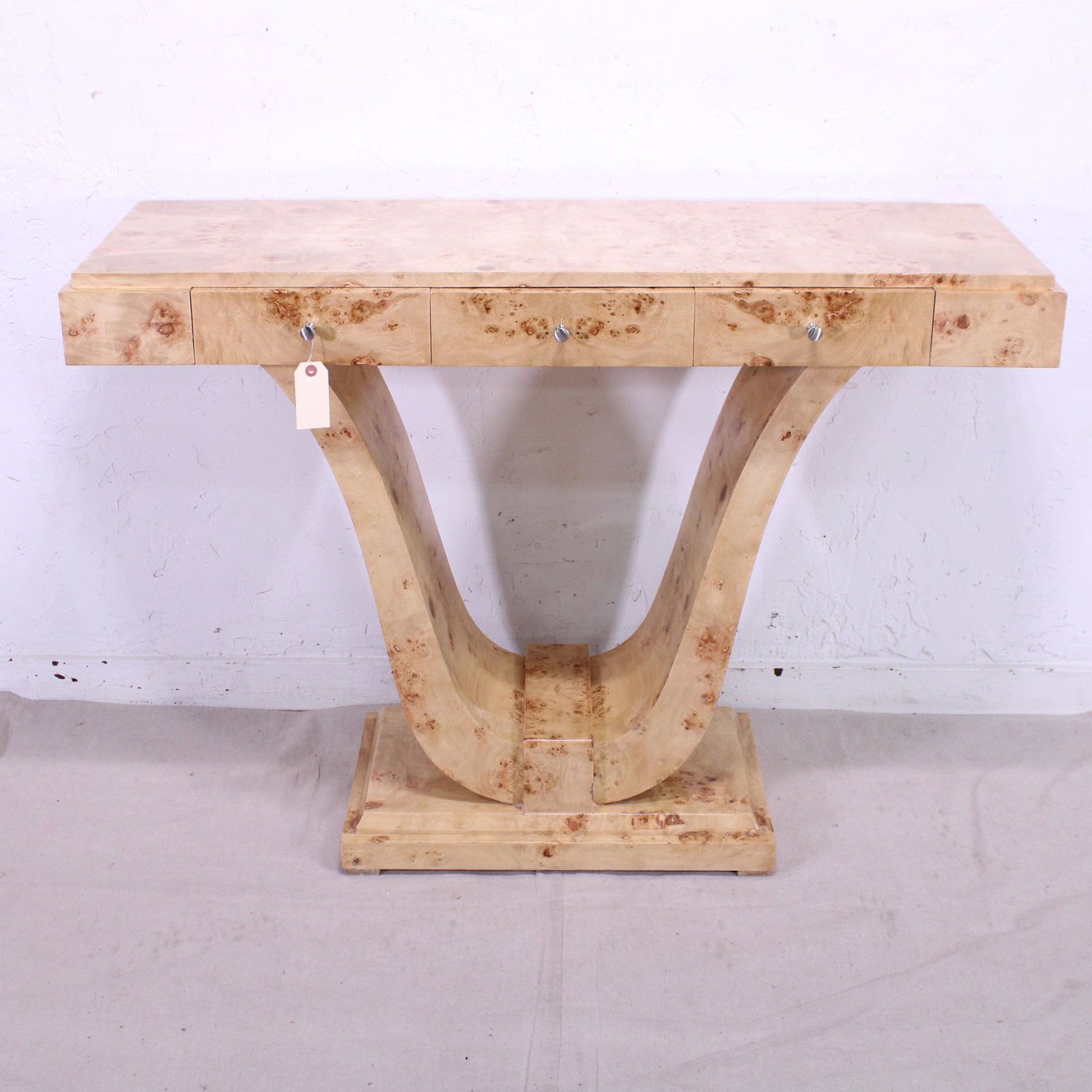 Three Drawer Art Deco Style Console: New Item, Three Drawer Art Deco Style Console - 34 in tall x 49 x 17