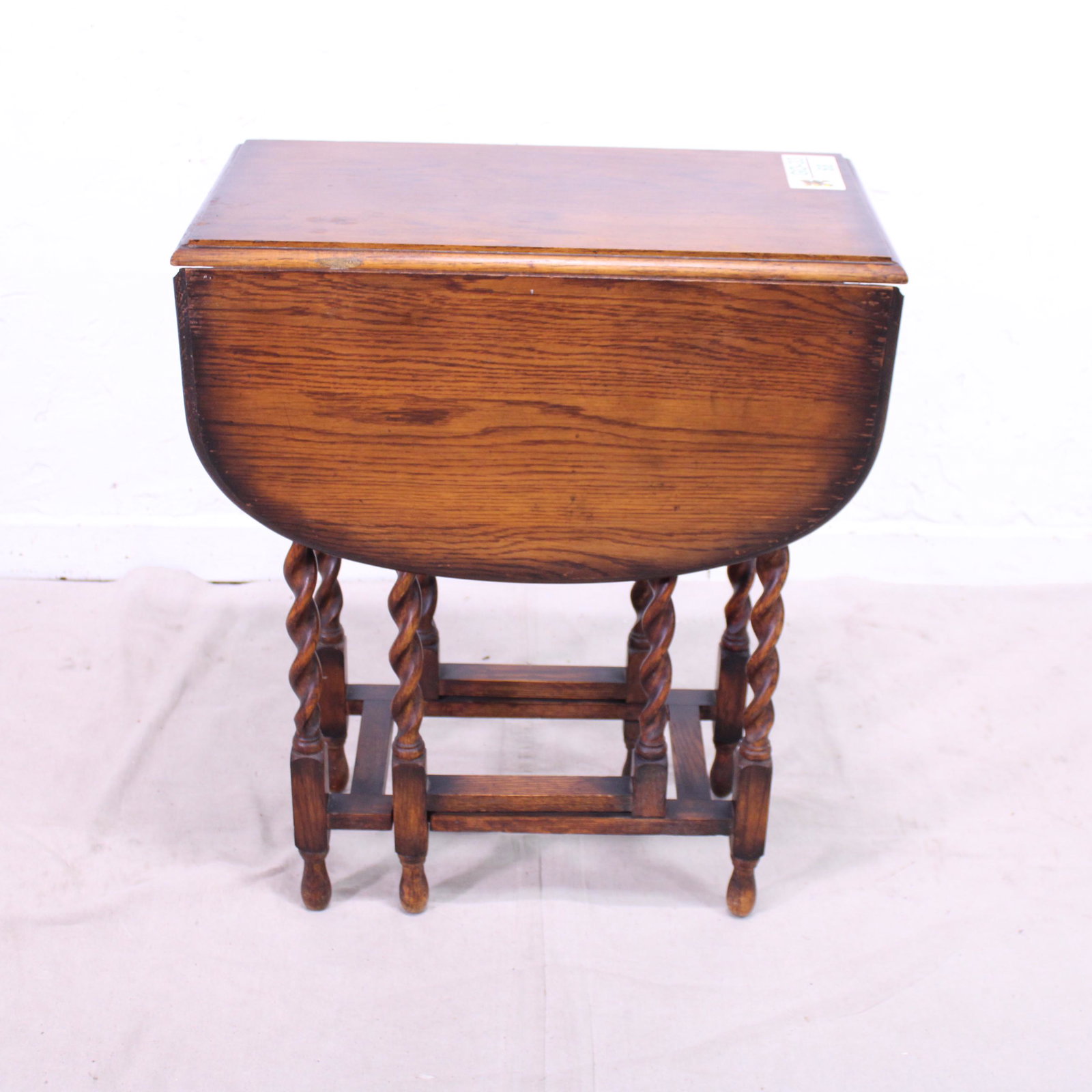 Oak Barley Twist Drop Leaf Table: Oak Barley Twist Drop Leaf Table - 30x25x14 & two 12 in leaves