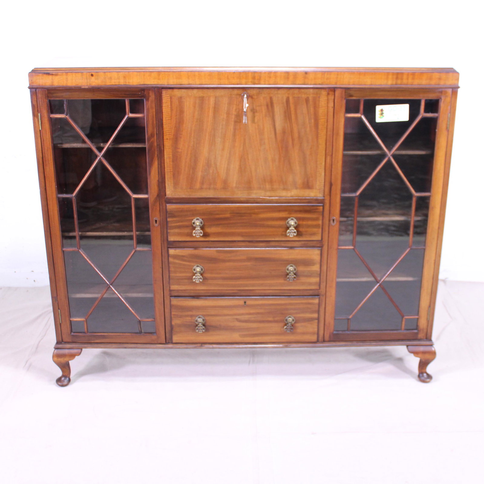 Mahogany Drop Front Side By Side on Queen Ann Legs: Mahogany Drop Front Side By Side on Queen Ann Legs c.1930 - 45 in tall x 54 x 13