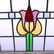British Stained Glass Window - Red Floral Center - 2