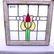 British Stained Glass Window - Red Floral Center - 3