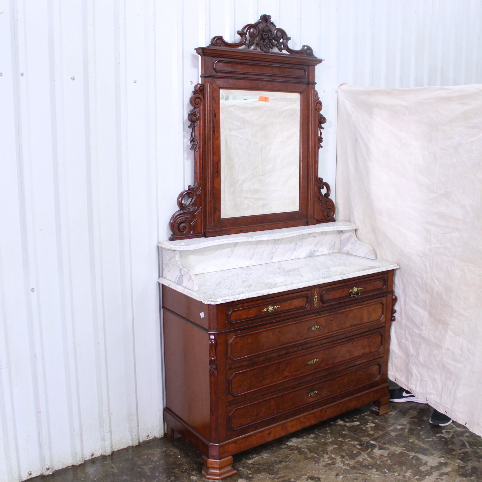 Mirror Back Dressing Chest with White Marble Top (1 of 6)
