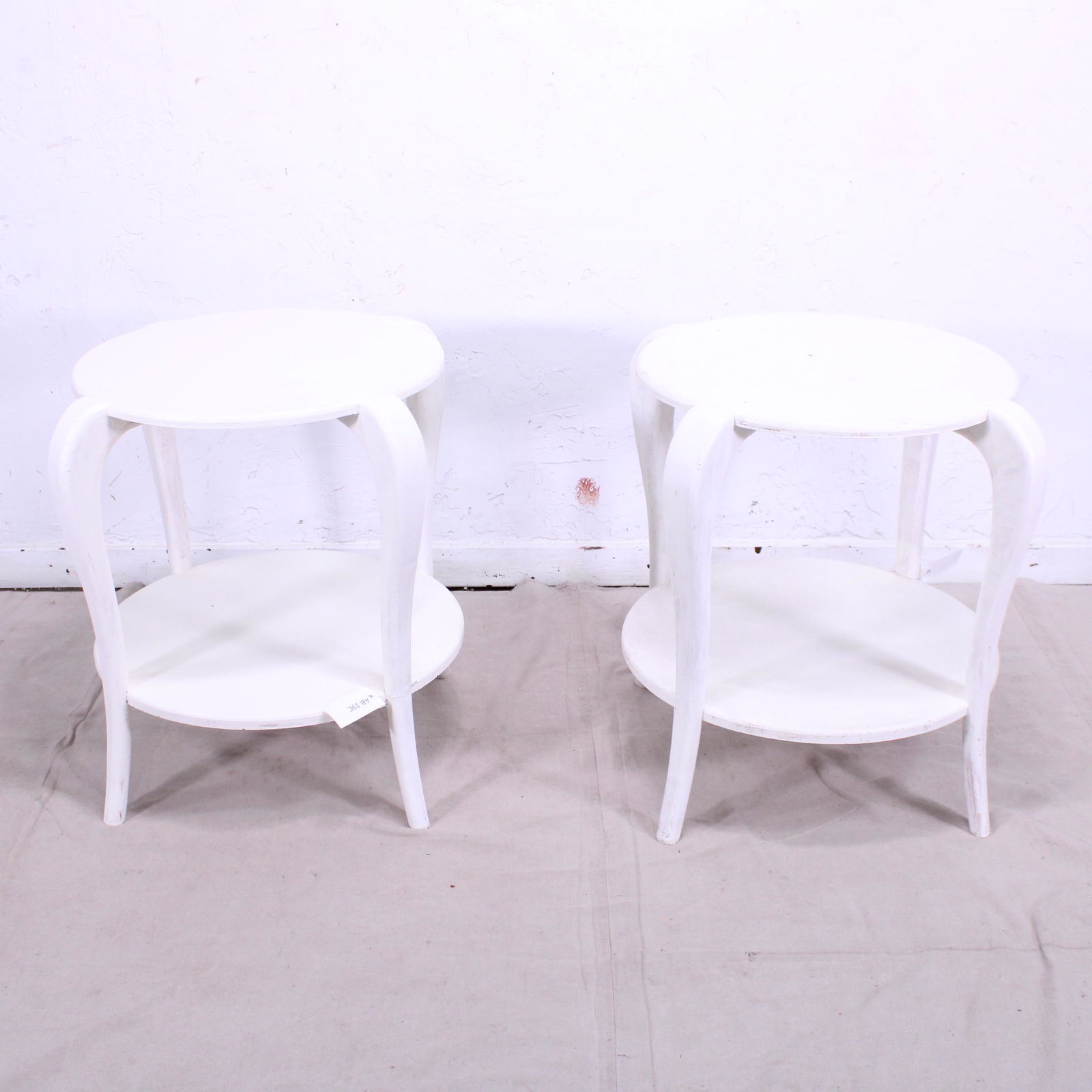 Pair White Painted Round End Tables (1 of 5)