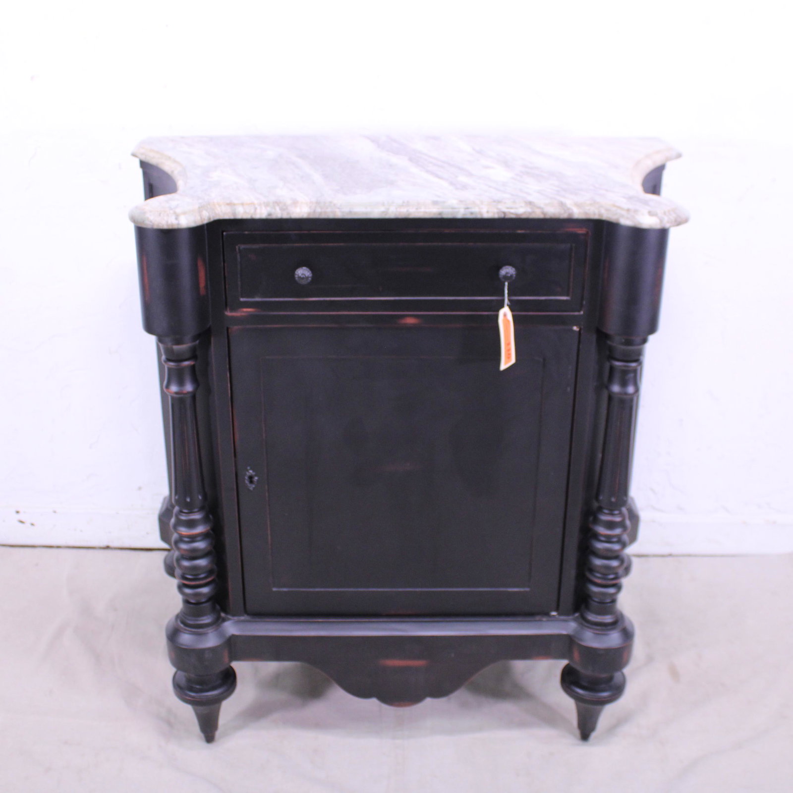 Black Base Marble Top Single Door Cabinet (1 of 4)