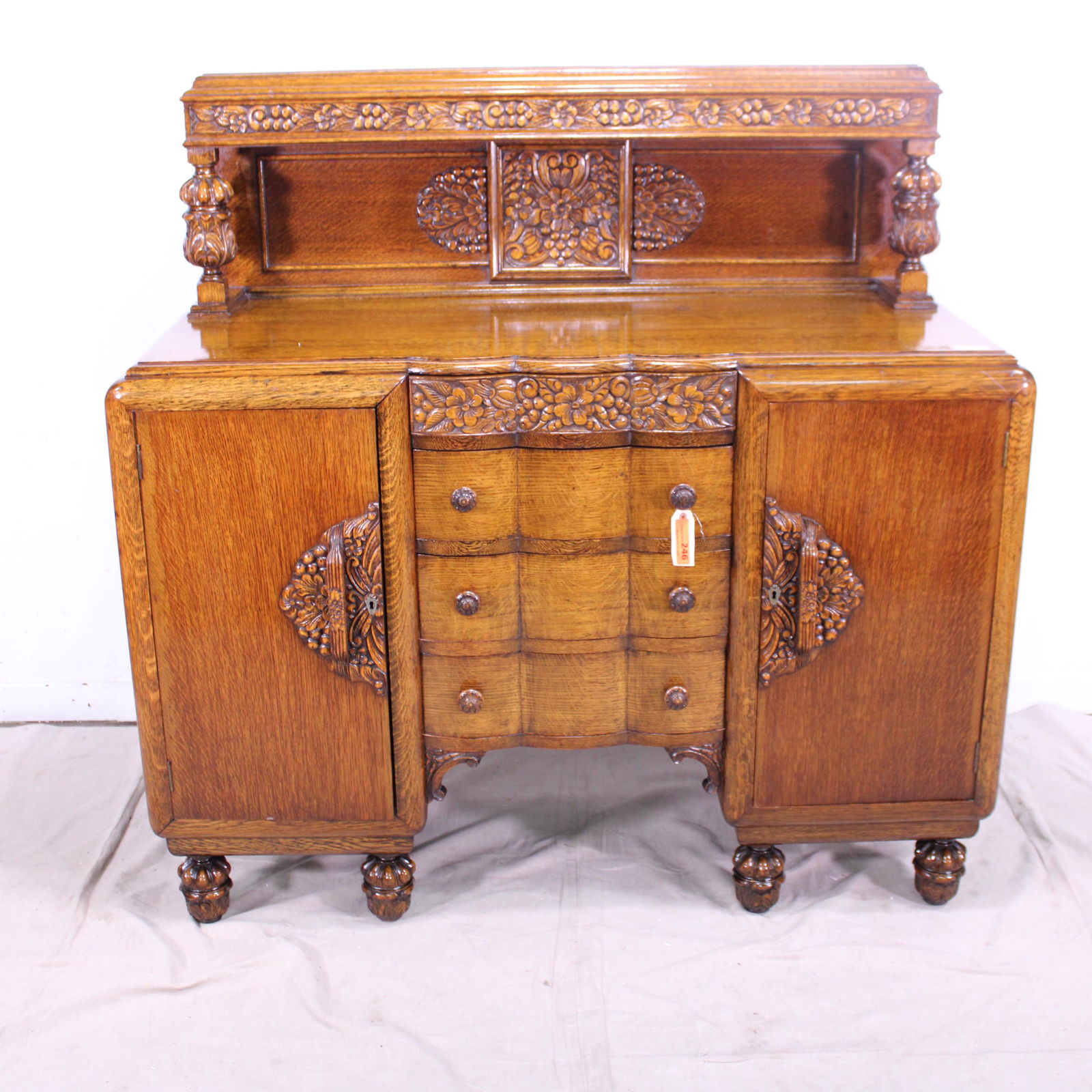 Carved Oak High Back Sideboard from England (1 of 7)