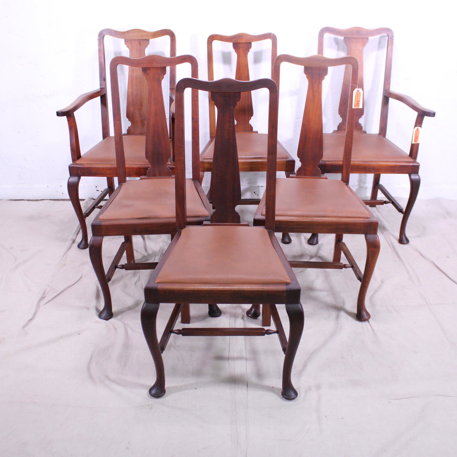 Set of 6 Walnut Edwardian Chairs: Set of 6 Walnut Edwardian Chairs - 41 in tall x 25 x 20