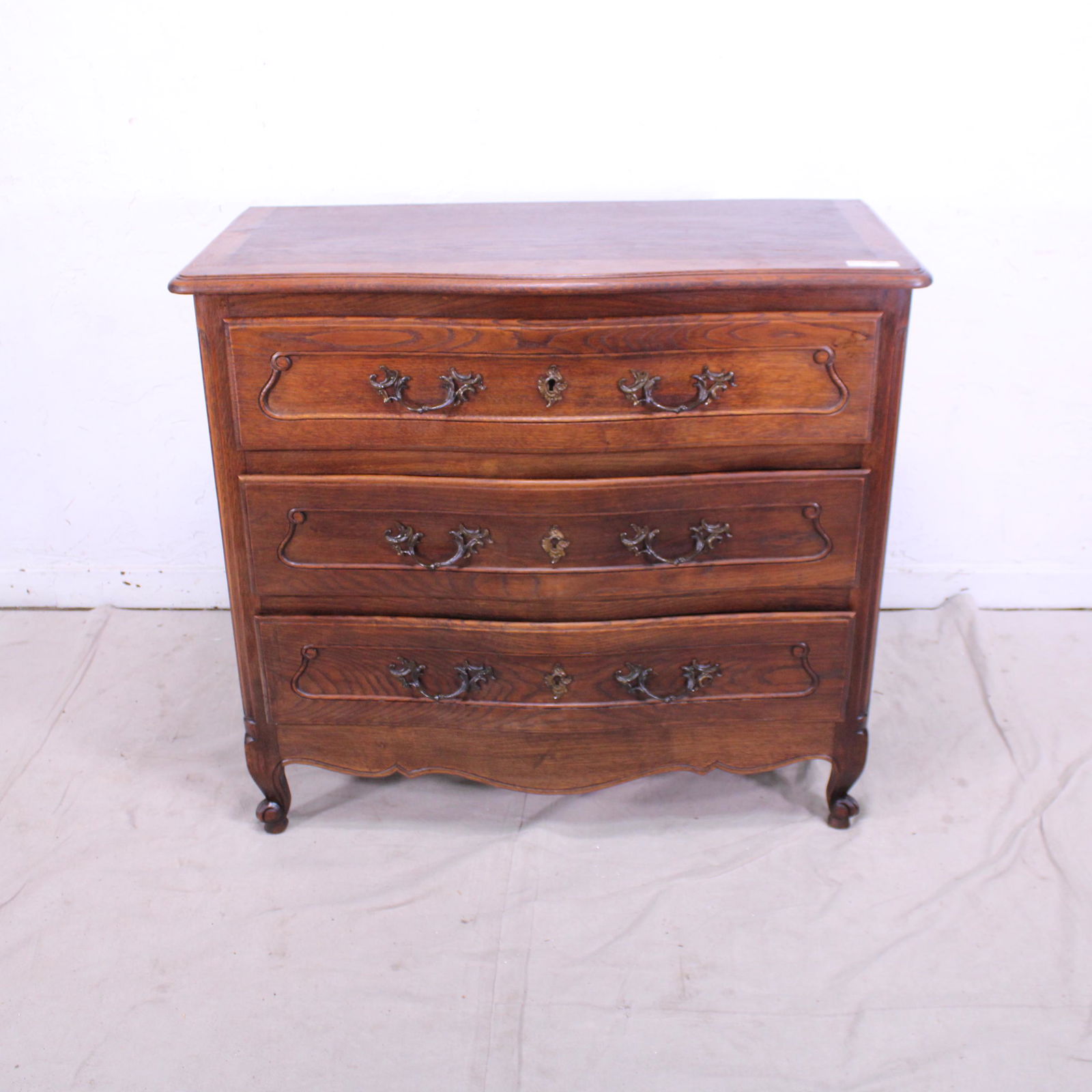 French Louis XV Oak 3 Drawer Chest (1 of 4)